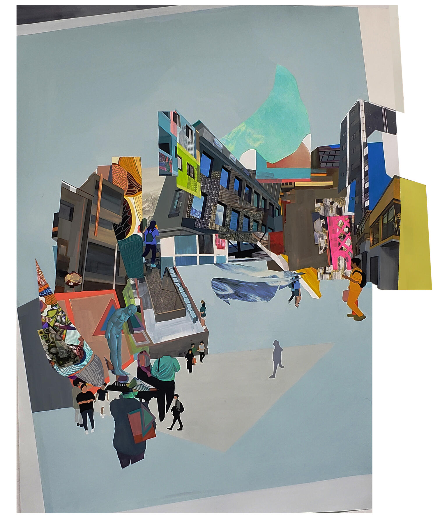 cityscape 2019 poster color, collage on paper