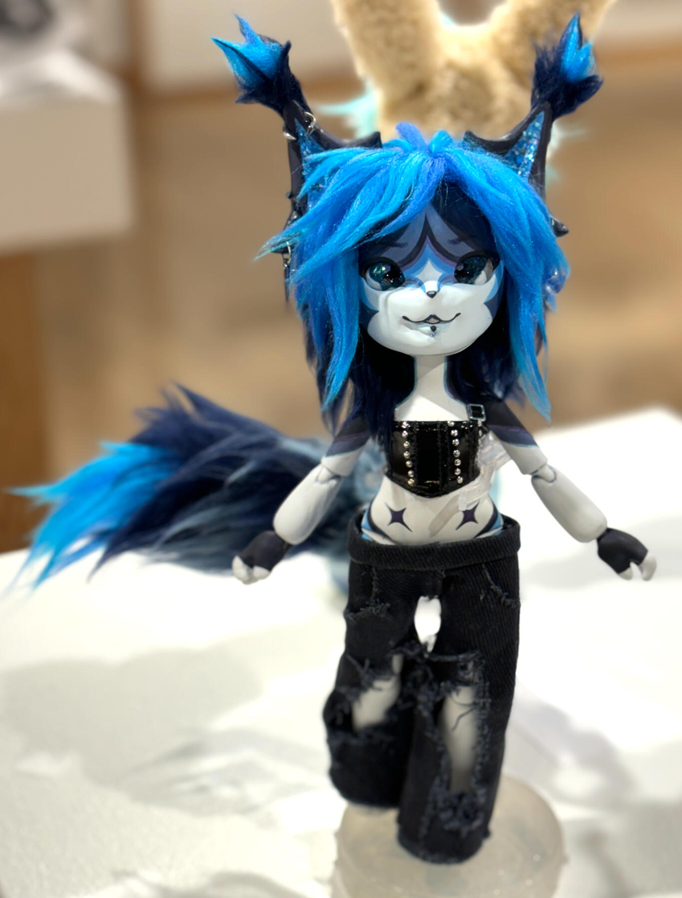 &quot;shinx&quot; character doll 2022 doll body, clay, resin, wire, acrylic, watercolor pencil, fabric, yarn, hardware, glitter