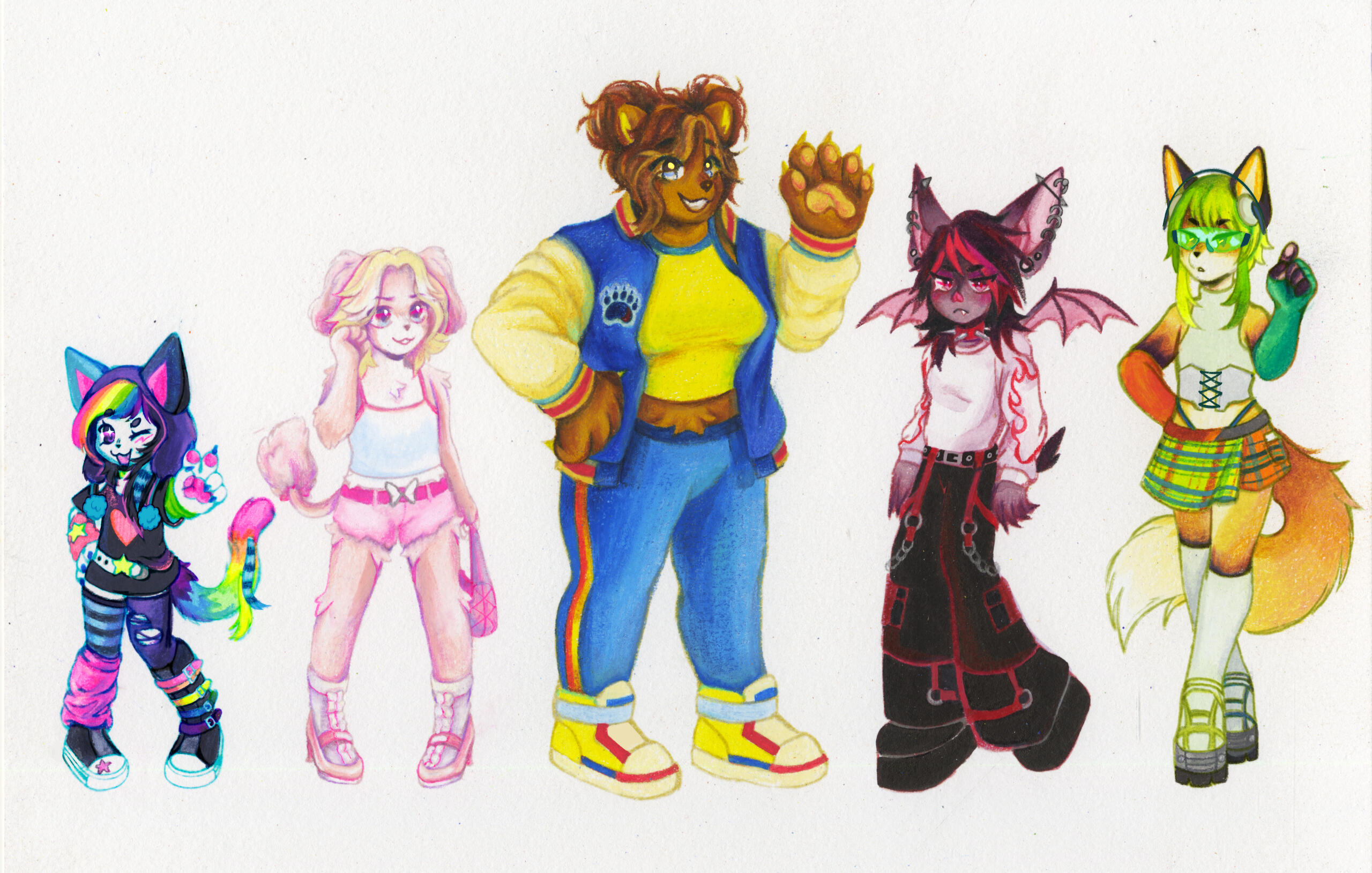 original character lineup 2023 colored pencil