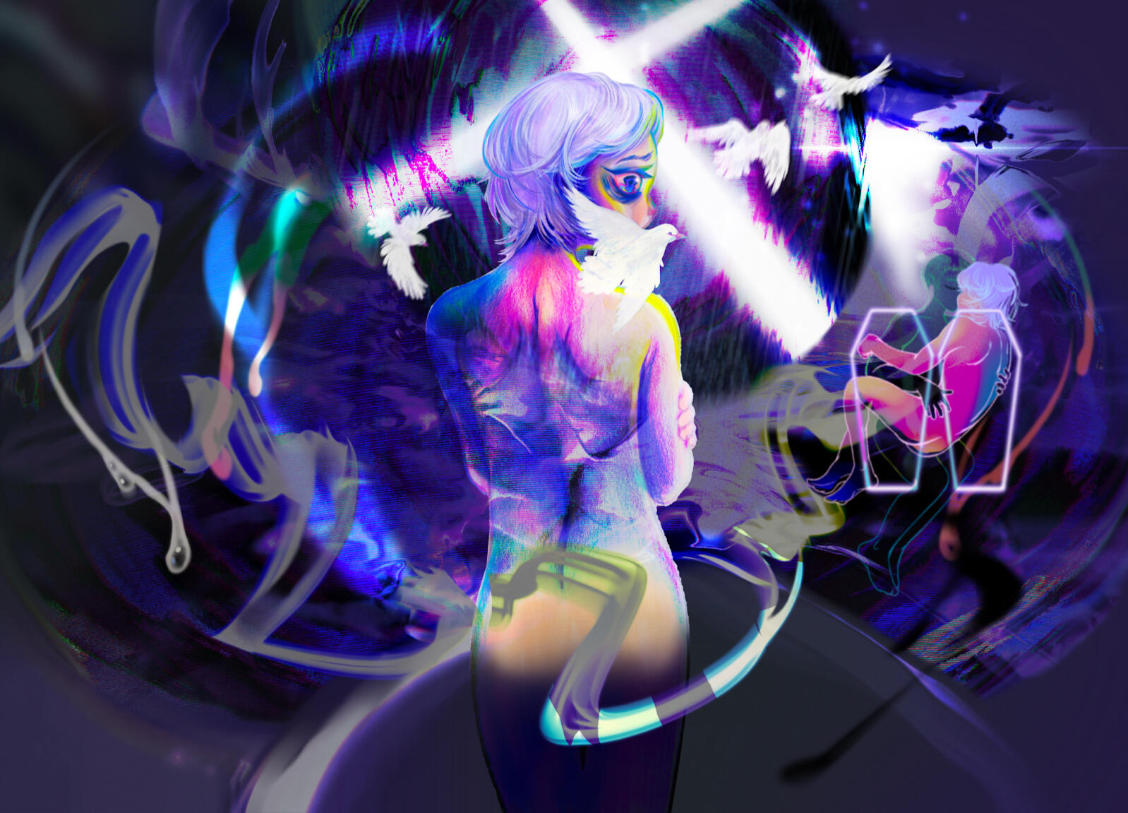 ahhh... men (monster) 2022 digital, colored pencil