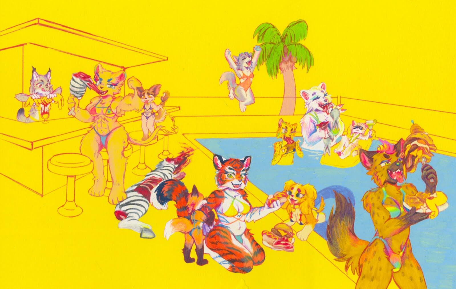 HYPERCARNIVORE 2023 digital, colored pencil